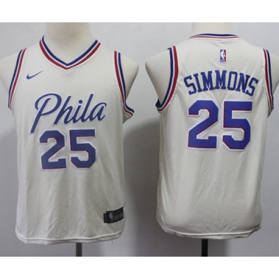 Nike Philadelphia 76ers #25 Ben Simmons Cream Youth NBA Swingman City Edition Jersey